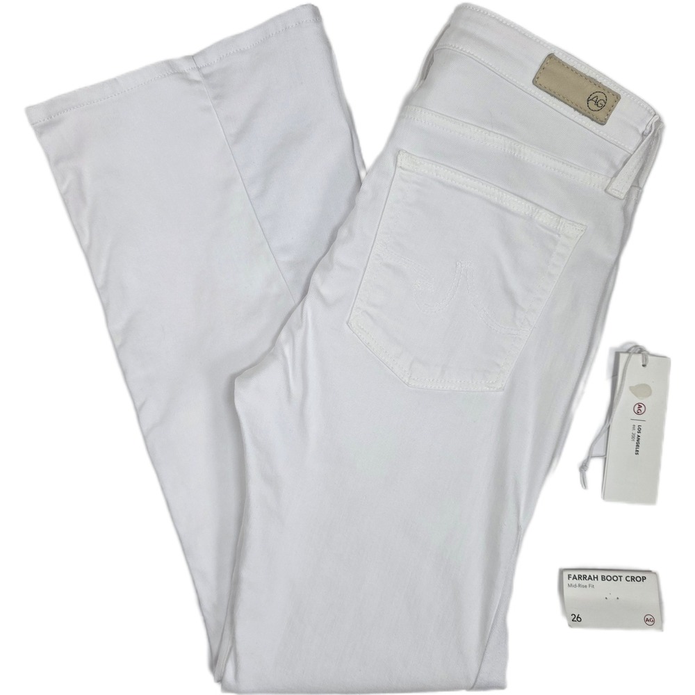 AG Adriano Goldschmied White Farrah Boot Crop Ankle Mid-Rise Jeans